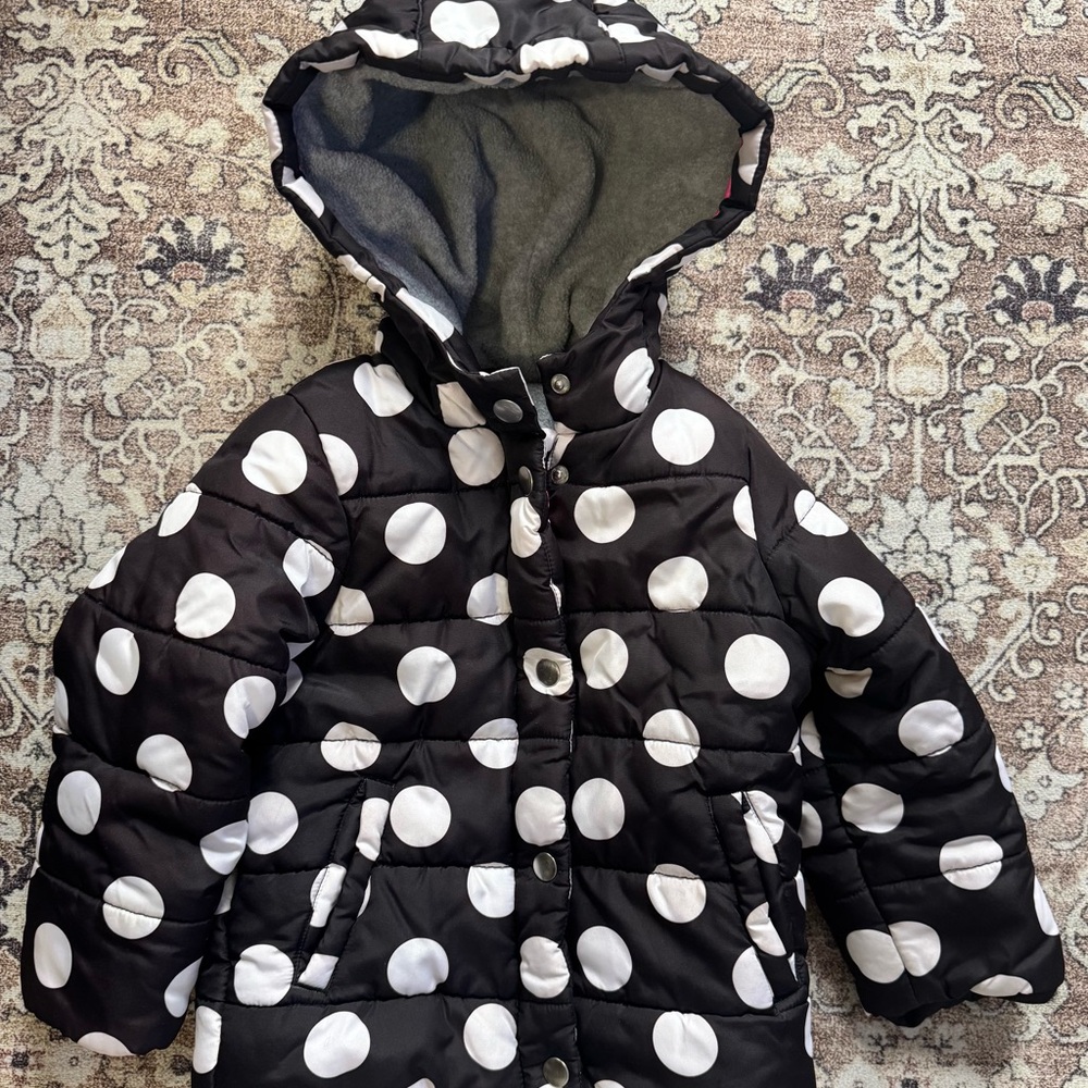 Carters Toddler Girls Padded Jacket Winter Puffer Coat Black White Size 3t